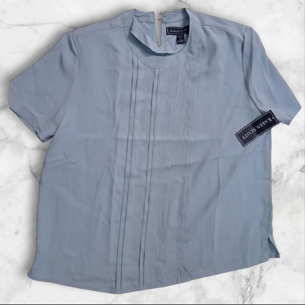 Karen Scott Size Large Blue Short Sleeve